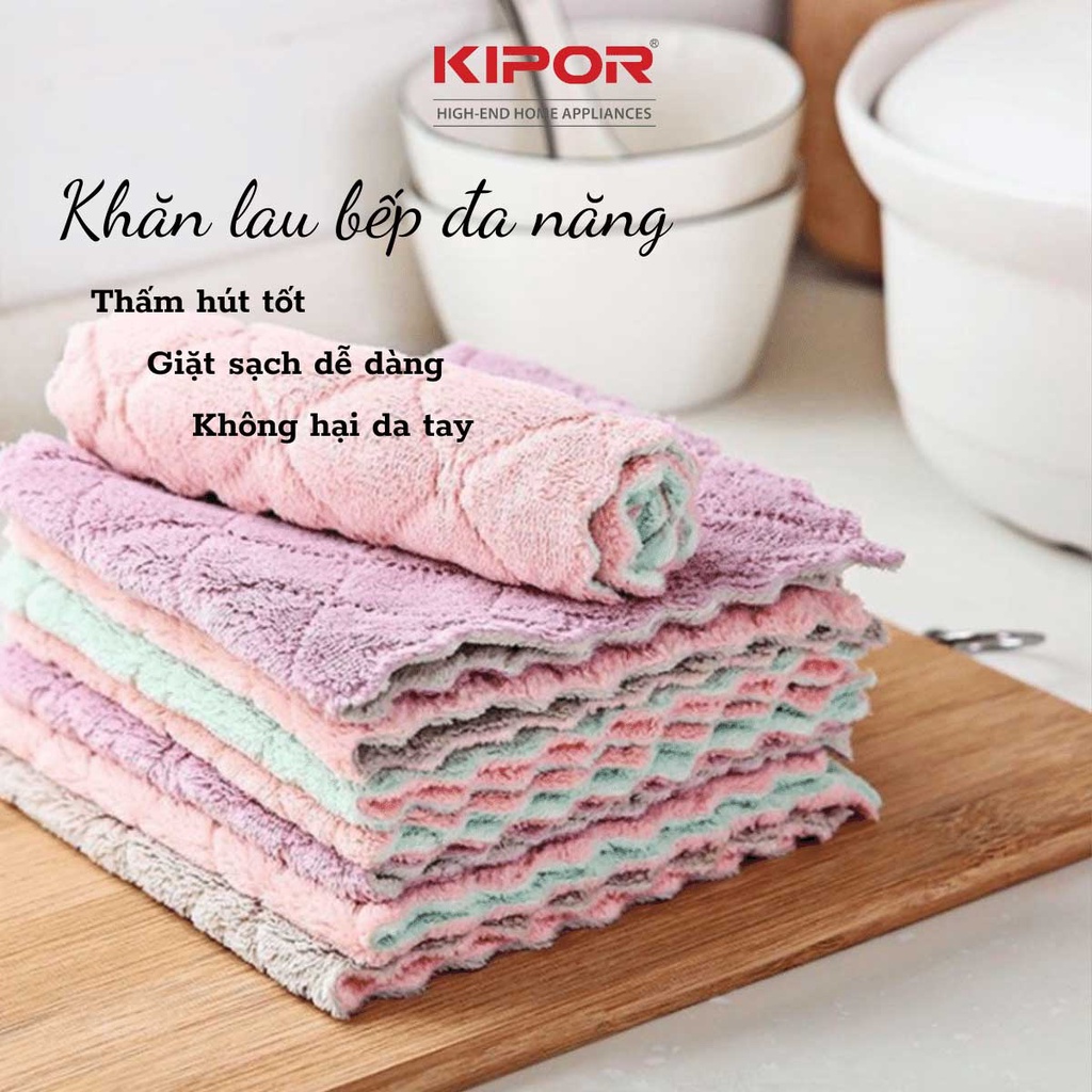 Khăn lau bếp đa năng KIPOR 2 mặt tiện dụng - Siêu thấm nước, mềm mịn, kháng khuẩn - Dễ giặt sạch, phơi nhanh khô