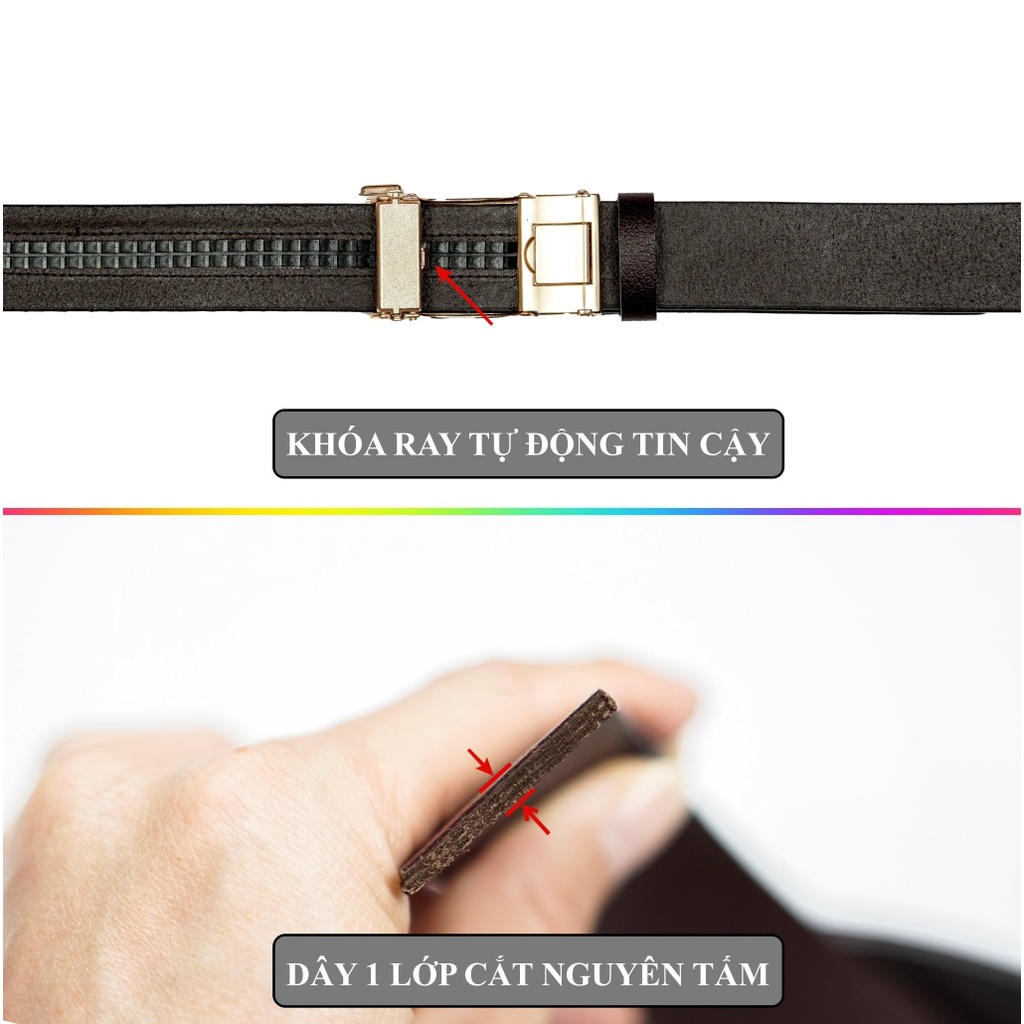 Thắt lưng nam cao cấp, dây nịt da bò nguyên cắt nguyên tấm 1 lớp siêu bền đẹp bảo hành 12 tháng
