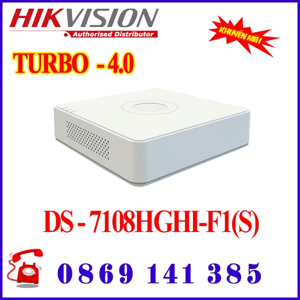 Đầu ghi hình HD-TVI 8 kênh HIKVISION DS-7108HGHI-F1/N(S) - Hàng chính hãng - Bảo hành 24 tháng