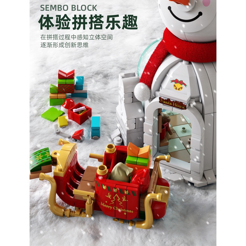 Đồ chơi 573 mảnh lắp ráp mô hình ngôi nhà/người tuyết SLUBAN phù hợp làm quà giáng sinh cho bé