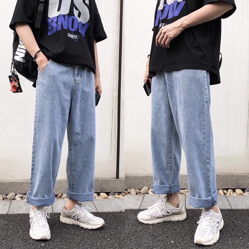 ( Jean Dày)Quần Baggy Jean unisex ống rộng phong cách bụi Cá tính.