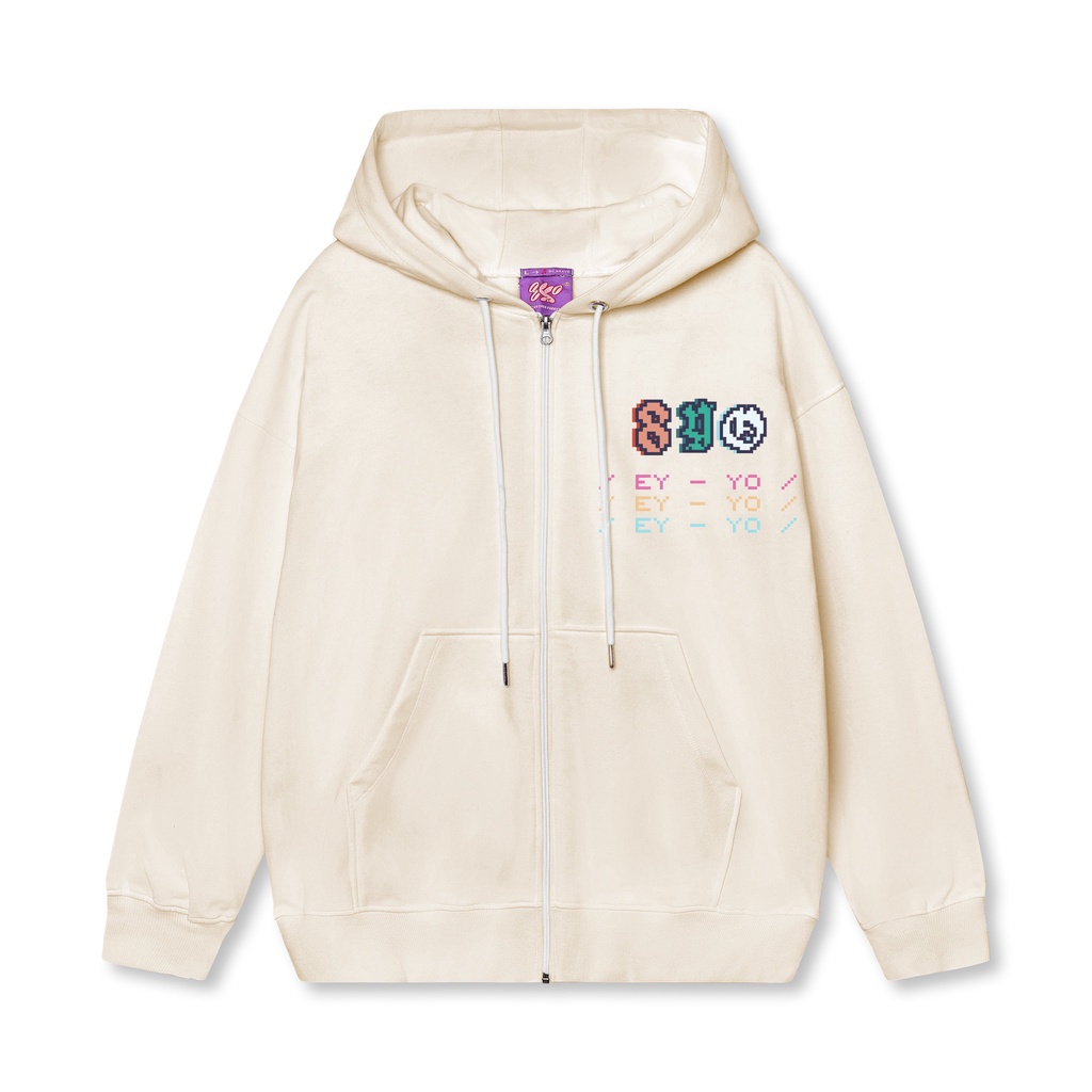 Áo Hoodie zip 8YO cao cấp có dây kéo VACATION - Cream