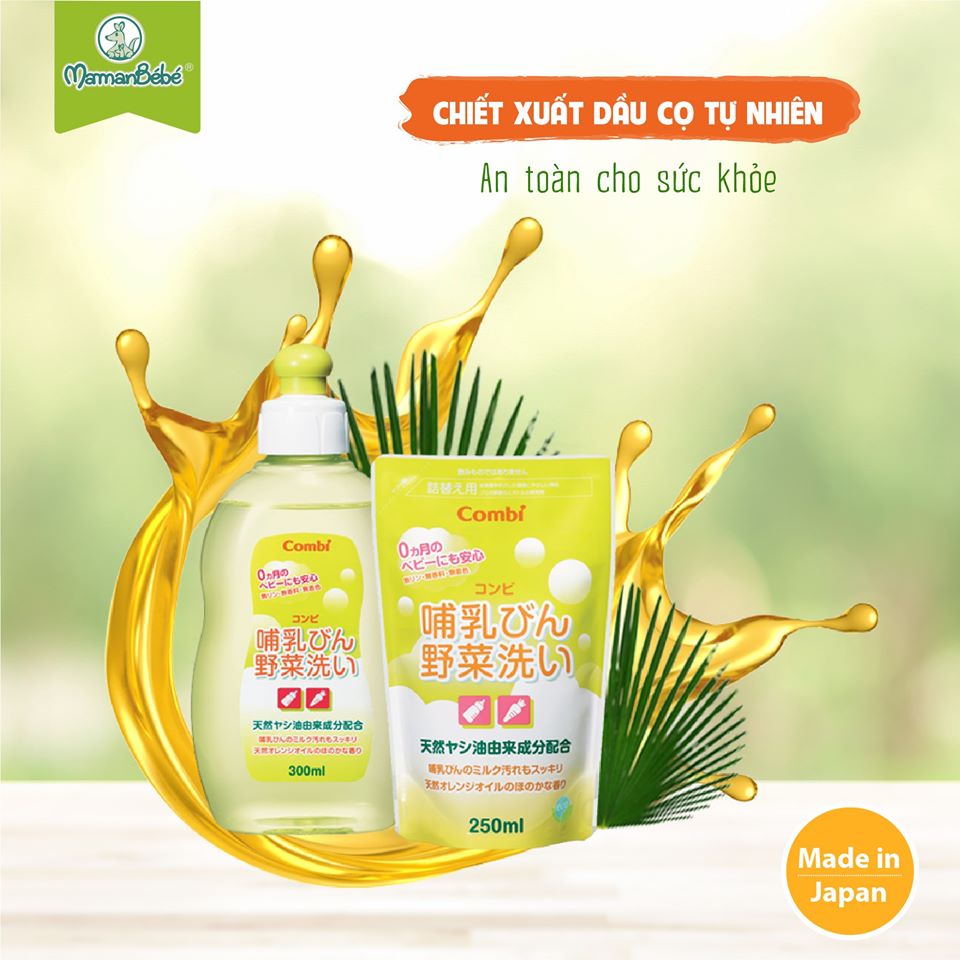 Combo Bình sữa núm nghiêng Pisa Natural Feeling 2M+ Chicco 250ml &amp; Dung dịch nước rửa bình sữa và rau củ quả từ dầu cọ
