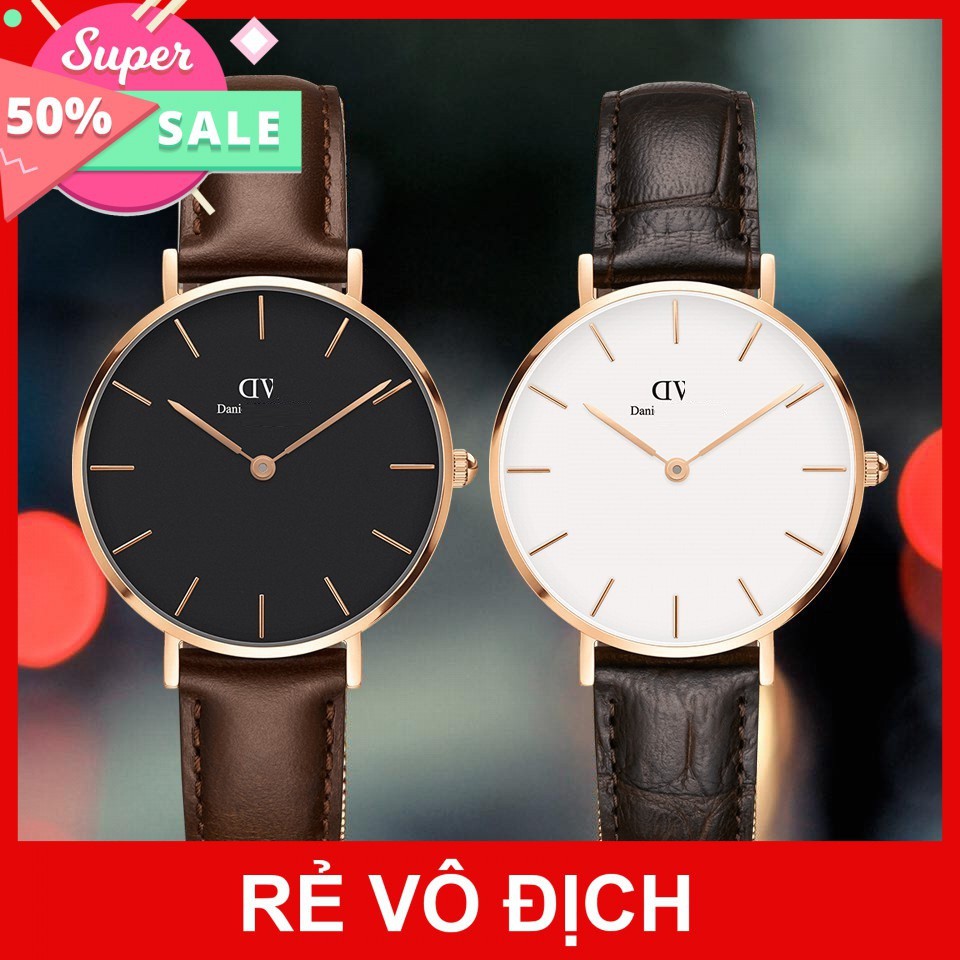 Đồng hồ cặp DW nam nữ dây da  sang trọng lịch lãm