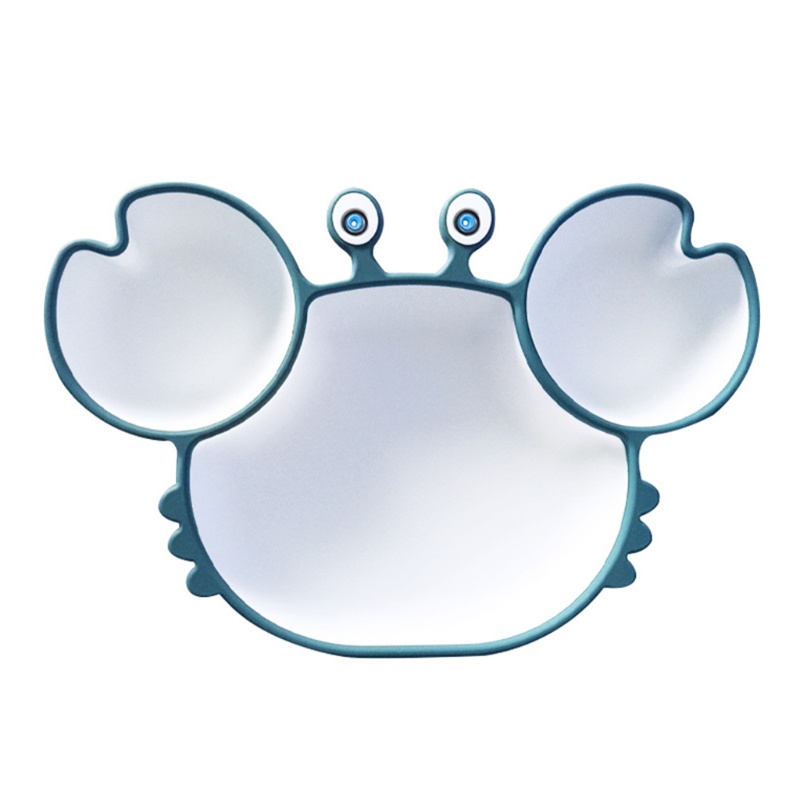 Tô Ăn Chia Ngăn Bằng Silicon Chống Trượt Hình Cua Hoạt Hình Dễ Thương Cho Bé Sơ Sinh