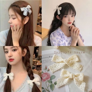 Cột/kẹp tóc nơ ren nhỏ vintage ThyThy' House