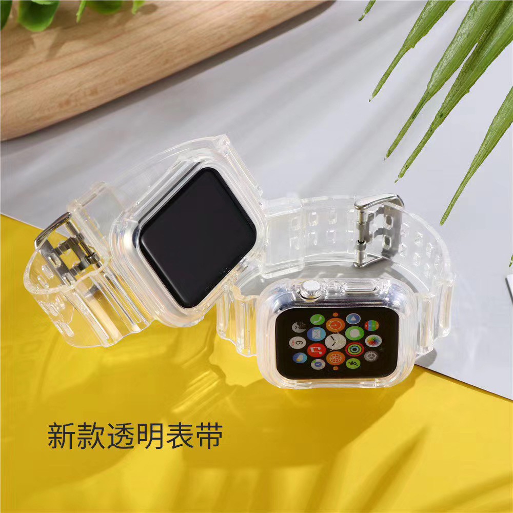 Dây đeo bằng cao su trong suốt mềm mại cho đồng hồ thông minh Apple Watch Series  SE 6 5 4 3 2 1 38/40/42/44 mm