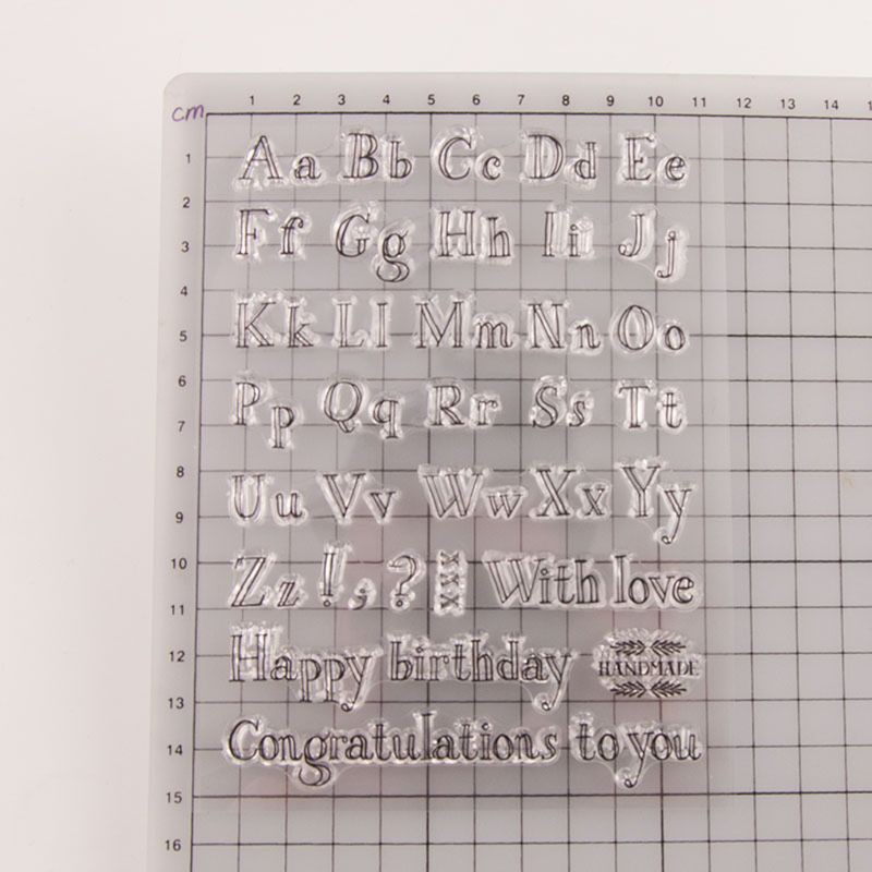 Con Dấu Silicone Trong Suốt Họa Tiết Chữ Happy Birthday Trang Trí Scrapbook