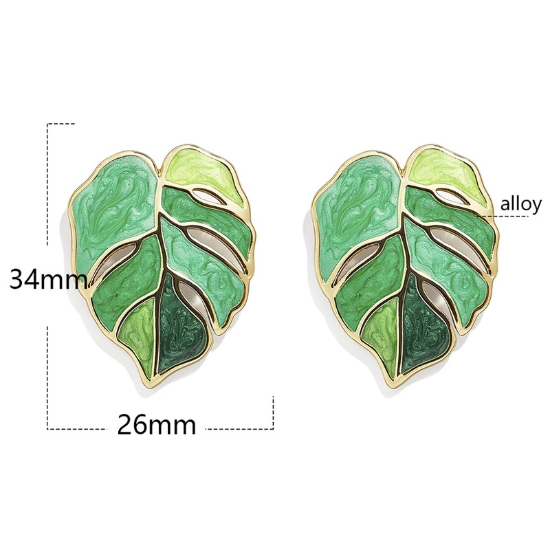 1 Đôi Khuyên Tai Hợp Kim Hình Lá Kiểu Dáng Thời Trang