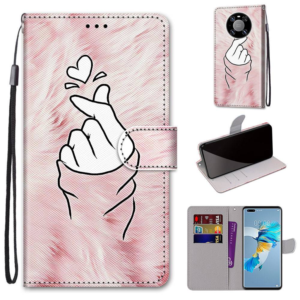 Bao Da Điện Thoại PU Nắp Gập Kiểu Ví Có Khóa Nam Châm Hình Thú 3D Thời Trang Cho Huawei Mate 40 Pro