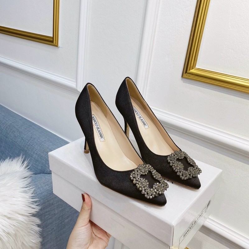 Giày cao gót manola lụa đá qccc 7p fullbox