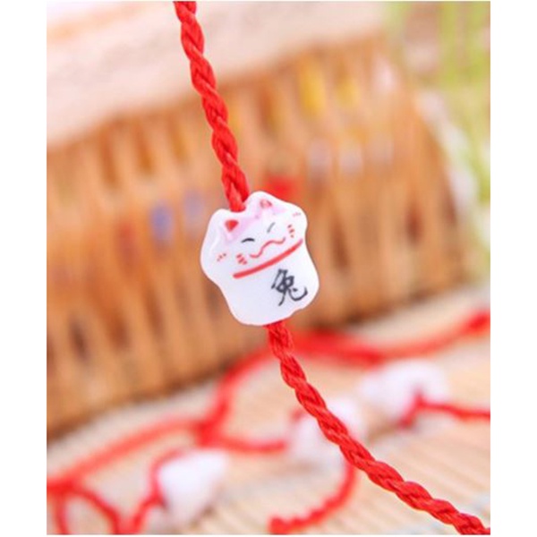 Vòng tay chỉ đỏ mèo cực xinh bằng sứ , phụ kiện thời trang cho nam và nữ thời trang theo phong cách Nhật Bản