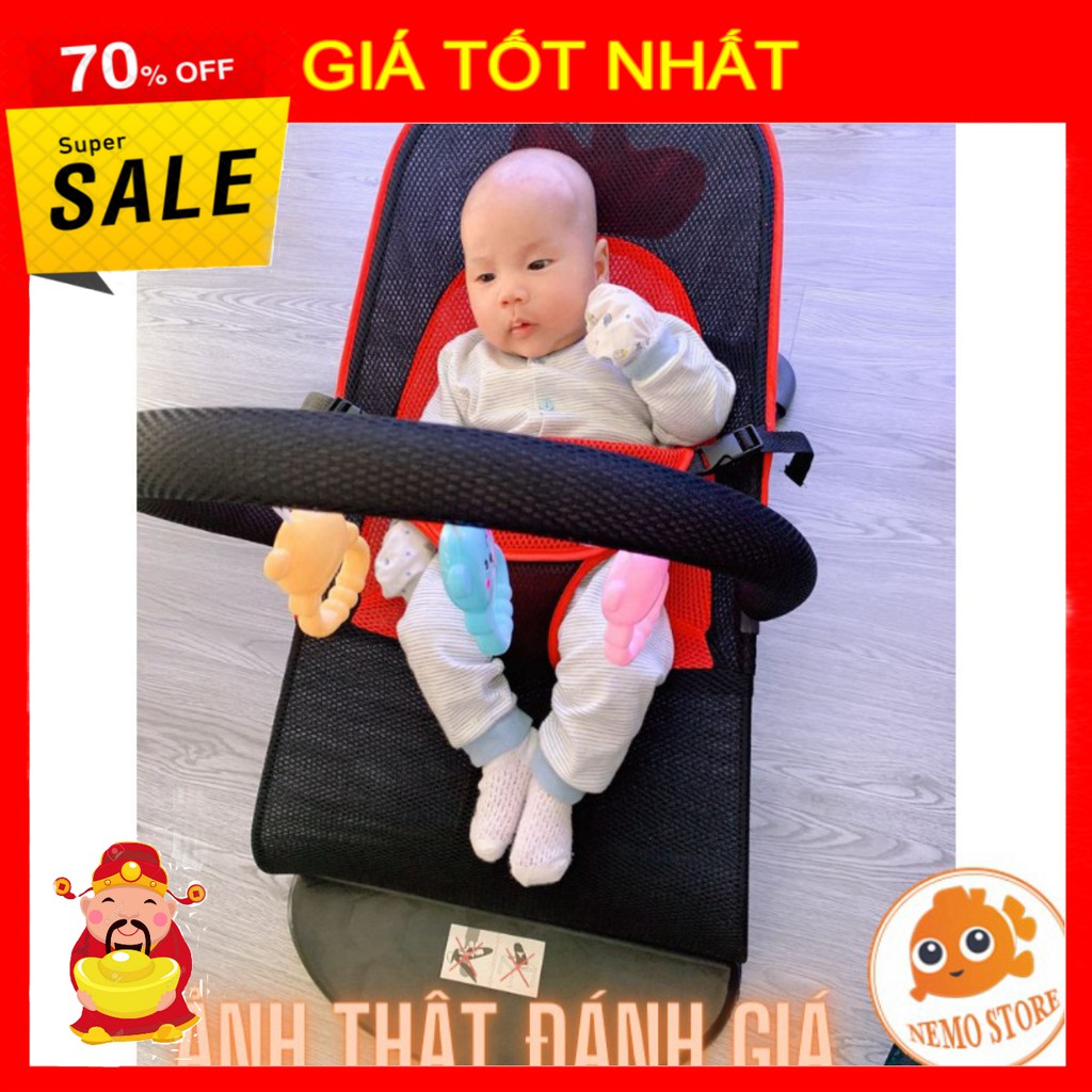 Ghế nhún tạo rung lưới thoáng khí gối đầu - ghế rung nhún đa năng cho bé nằm chơi ngủ uống sữa1079