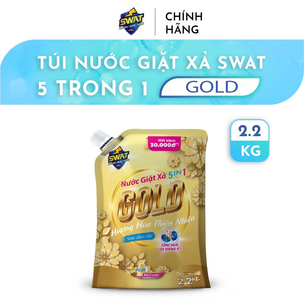 [Mã BMBAU50 giảm 7% đơn 99K] Combo 1 túi Nước Giặt Xả SWAT Gold 2.2kg + 1 túi Nước Giặt Xả Luxury 2.2kg