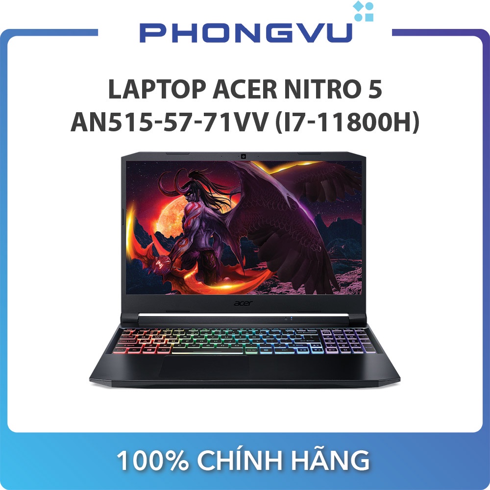 Laptop ACER Nitro 5 AN515-57-71VV (15.6&quot; FHD 144Hz / i7-11800H / 8GB / SSD 512GB / RTX 3050 / Win 10) -Bảo hành 12 tháng