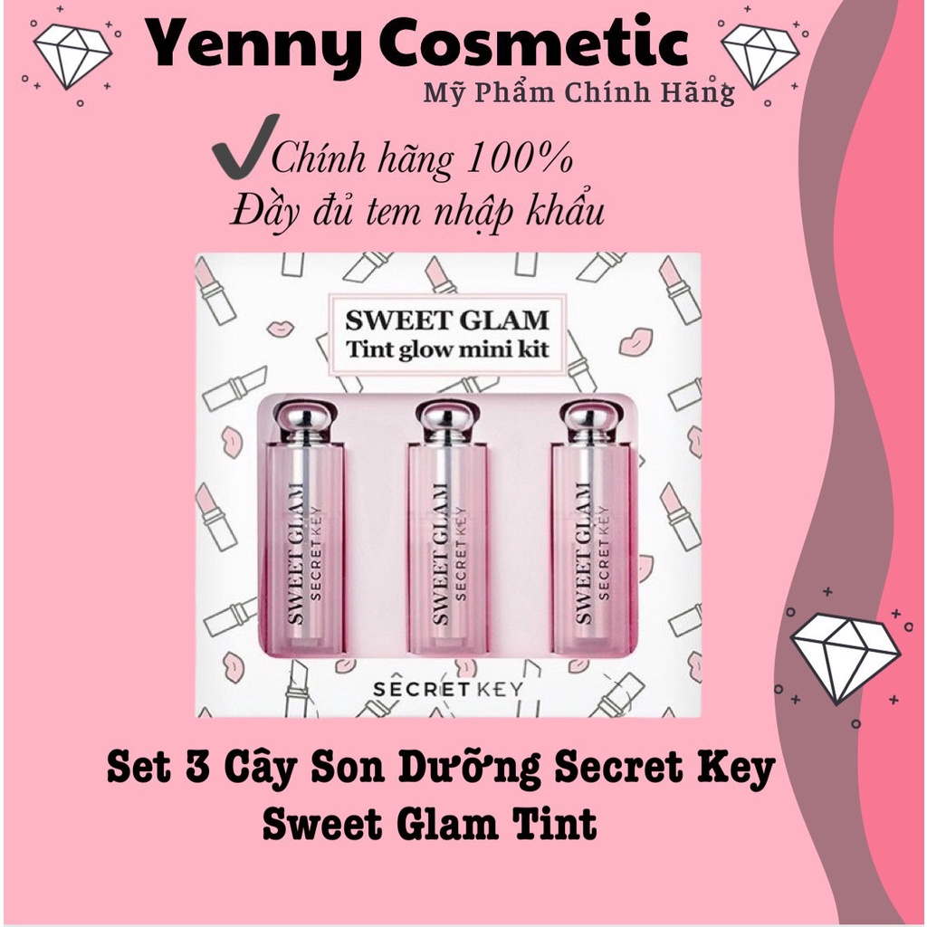 Set 3 Cây Son Dưỡng Secret Key Sweet Glam Tint