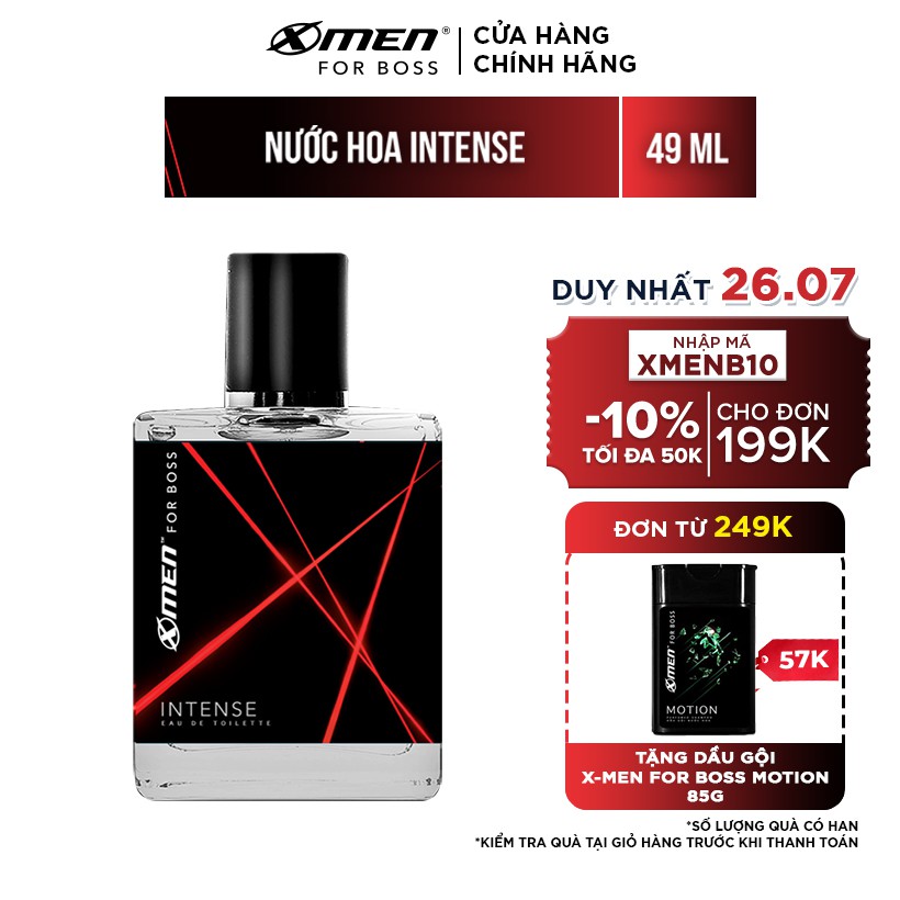 [Mã FMCGMALL giảm 8% đơn 250K] Nước hoa EDT X-Men for Boss Intense 49ml - Mùi hương trầm đầy nội lực
