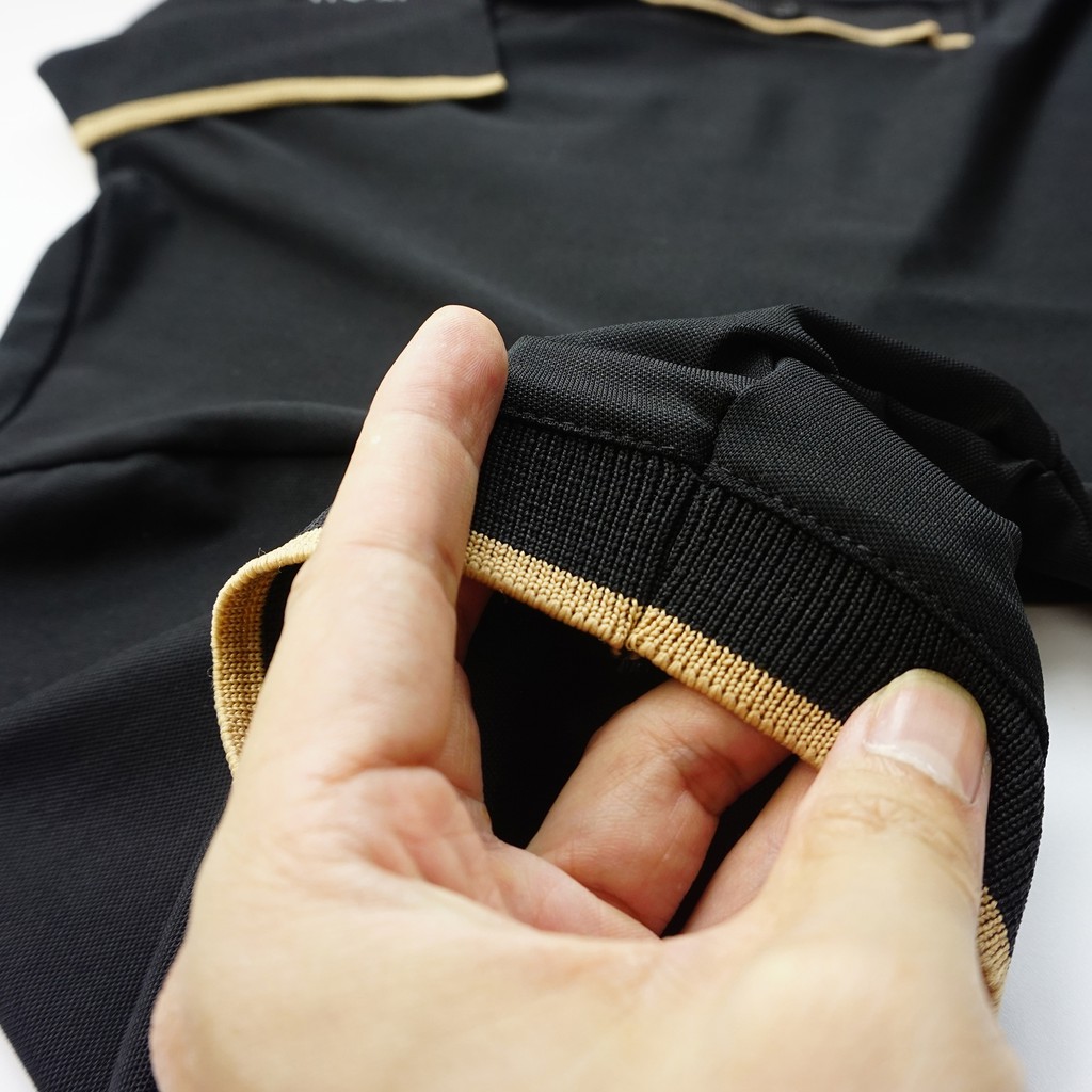 Áo Polo cổ viền Màu Đen Cao cấp, vãi cá sấu cotton, Chuẩn form, sang trọng, thanh lịch POLAB