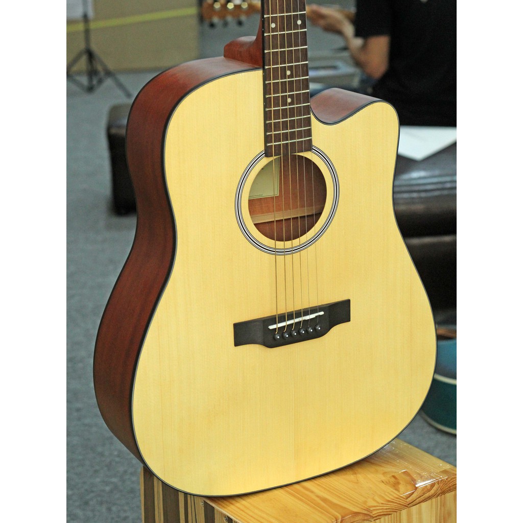 Đàn Guitar Acoustic Poshman C12DC+ Tặng bao mỏng +capo + pic + ty chỉnh cần