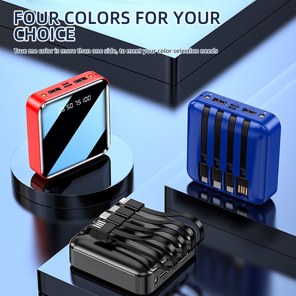 Hộp Sạc Dự Phòng Mini Có Màn Hình LED Và Gương Tích Hợp Micro USB Và USB Type C