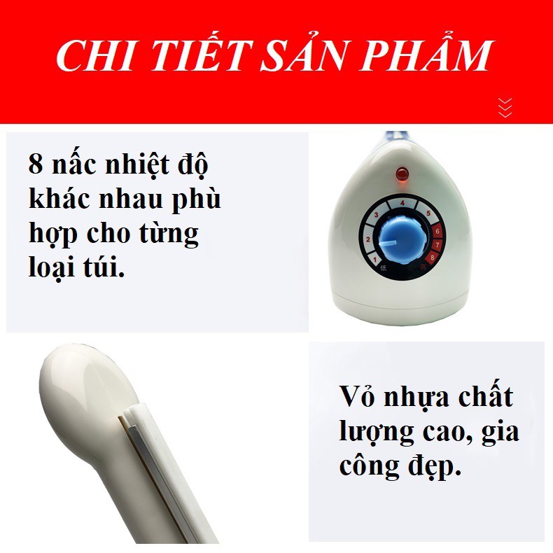 Máy hàn miệng túi nilon dập tay PFS chuyên dụng 200mm, hàng nội địa TQ, máy khỏe hàn túi zip, túi craft..