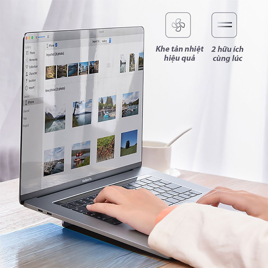 Giá đỡ Macbook - Giá kê Laptop macbook Baseus Papery Notebook Holder Siêu Mòng, Nhẹ, Xếp Gọn, Hợp Kim Nhôm Aluminum | WebRaoVat - webraovat.net.vn