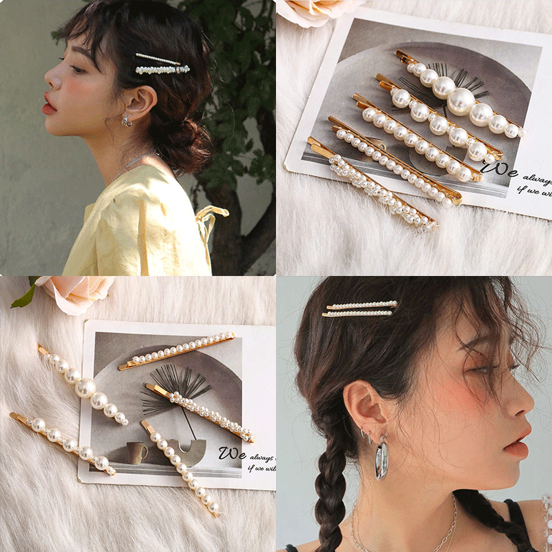 Kẹp tóc đính ngọc trai xinh xắn theo phong cách hàn quốc