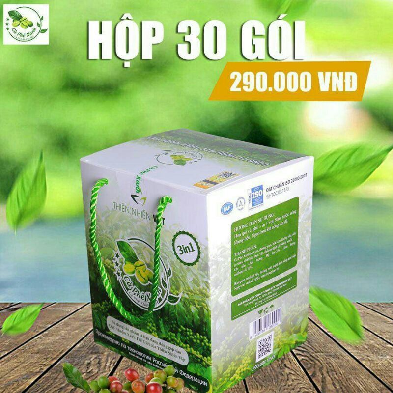 Cà Phê Xanh Kháng Mỡ 30 Gói Chính Hãng 100%
