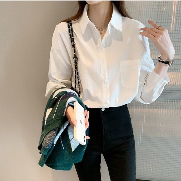 Áo sơ mi SUXI tay dài màu sắc thanh lịch cho nữ