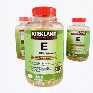 [Hàng Mỹ] VITAMIN E 180MG (400 IU) KIRKLAND 500 VIÊN Mẫu mới – Không có gói hút ẩm.