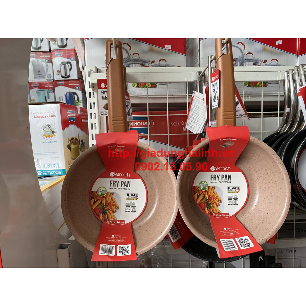 Chảo chống dính Elmich EL5733MN, Đường kính 20cm, Chất liệu hợp kim nhôm đáy từ dùng được trên mọi loại bếp