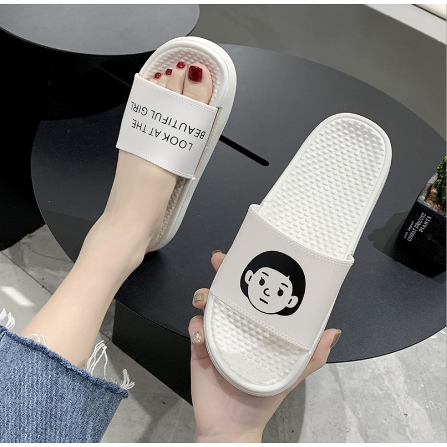 ( ĐẾ DÀY 3CM) Dép ulzzang mặt chữ cặp đôi nam nữ đế chống trượt tăng chiều cao (Dchu01)