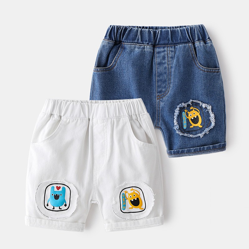 Quần Jean cho bé WELLKIDS quần short Jean họa tiết monster chất bò mềm hàng xuất Âu Mỹ