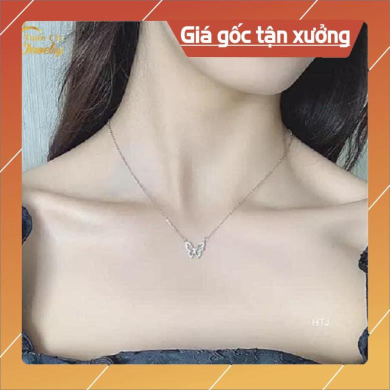 Dây Chuyền Bạc ⚡SALE SỐC⚡ Vòng Cổ Bạc Nữ Liền Mặt Họa Tiết Hình Con Bướm Dịu Dàng Free Ship Toan quoc