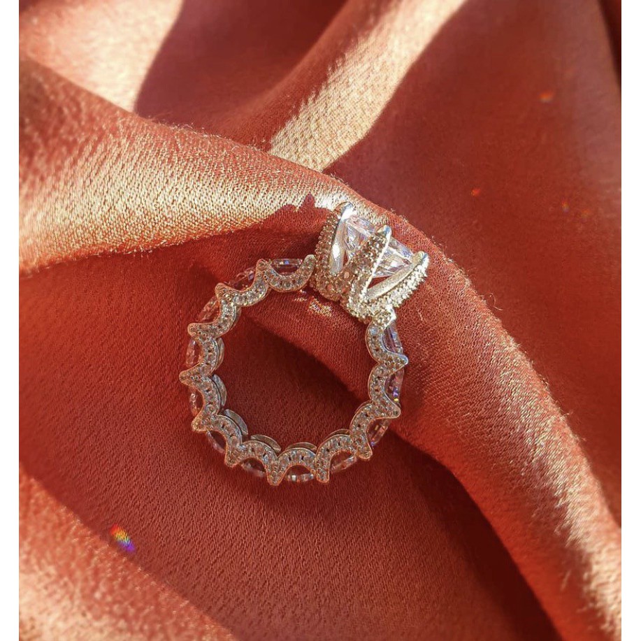 Nhẫn hợp kim đính đá zircon thời trang Âu Mỹ cho nữ