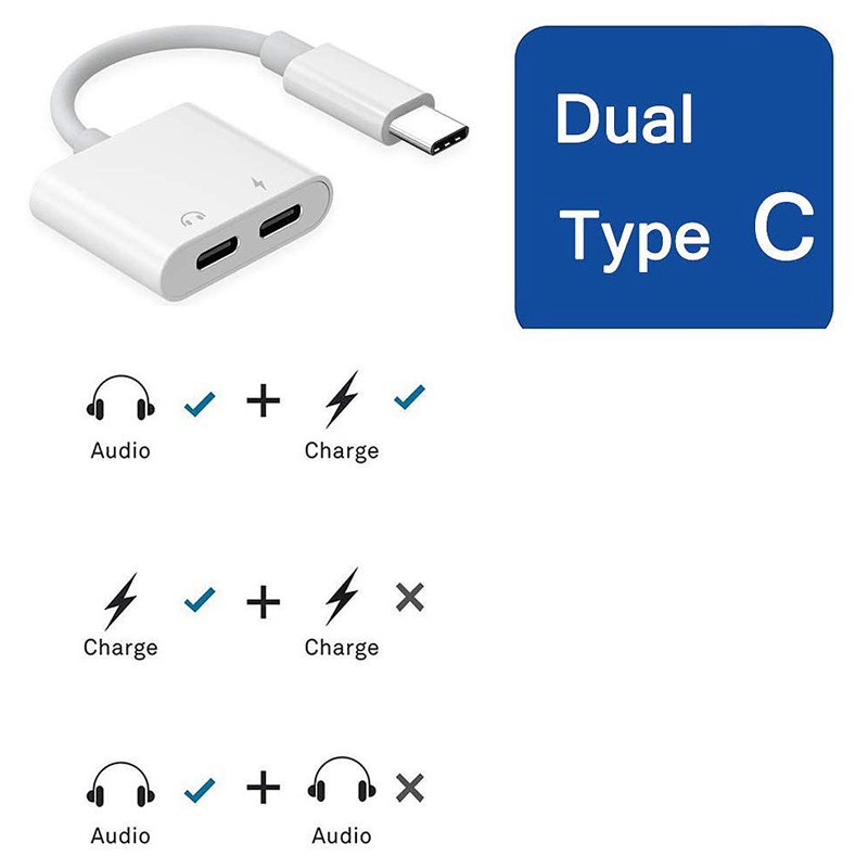 Đầu Chia Cổng Sạc Usb Type C 2 Trong 1 Cho Huawei Samsung Xiaomi | WebRaoVat - webraovat.net.vn