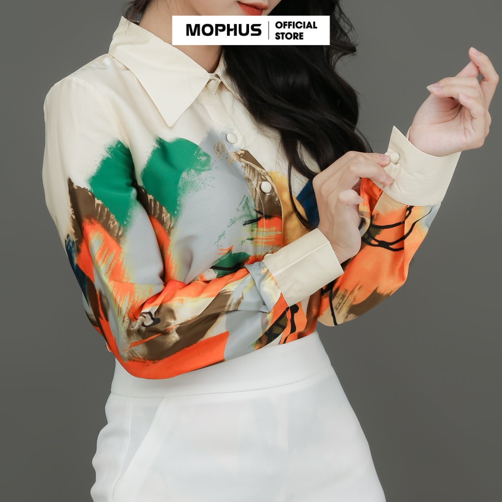Áo sơ mi công sở sang trọng đa sắc, áo sơ mi lụa nữ co dãn thời trang công sở cao cấp Mophus - EA21021