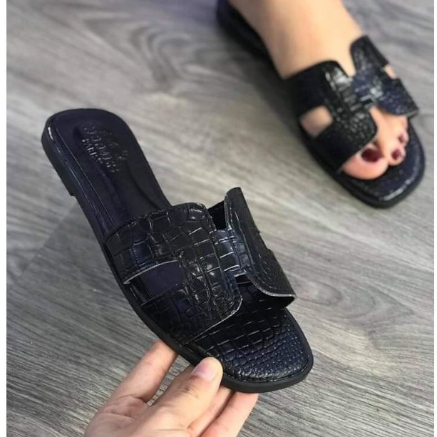 Dép lê H rắn , dép da sần thời trang nữ siêu bền đẹp