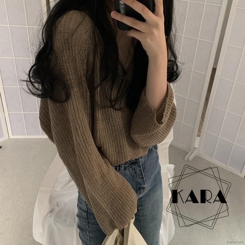 Áo sweater tay dài mỏng dáng rộng chống nắng thời trang mùa hè cho nữ