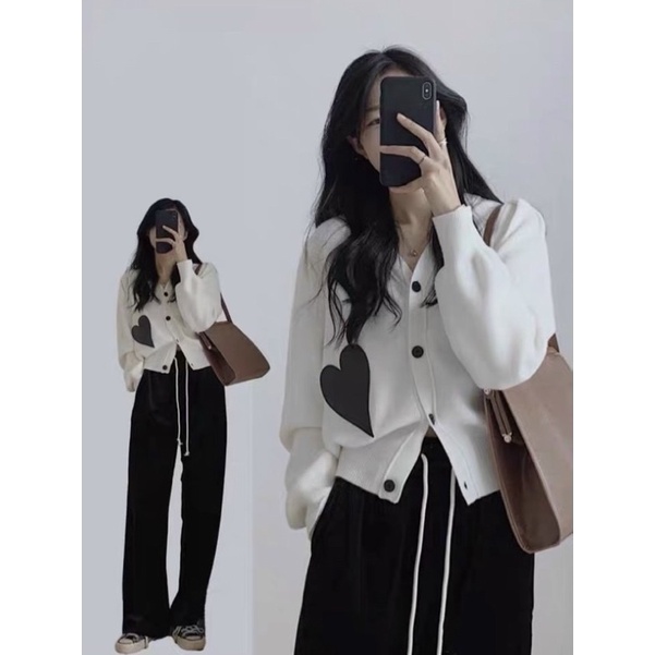Áo Khoác Len Tim Tay Bồng Cực Xinh