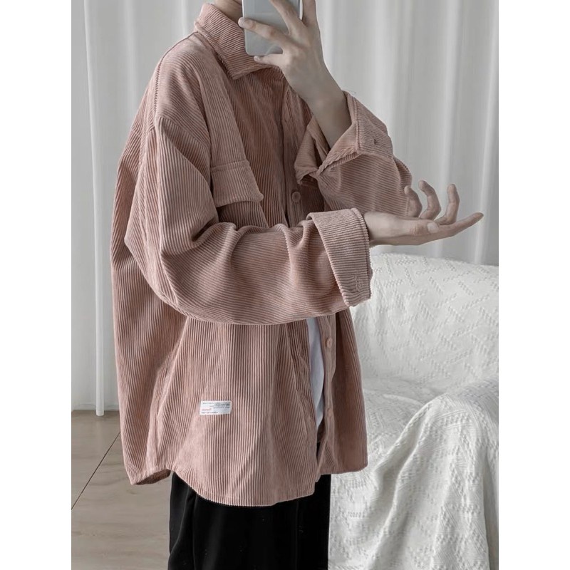 Áo sơ mi Nhung Tăm nam nữ Form rộng siêu thời trang, Áo sơ mi unisex nam nữ