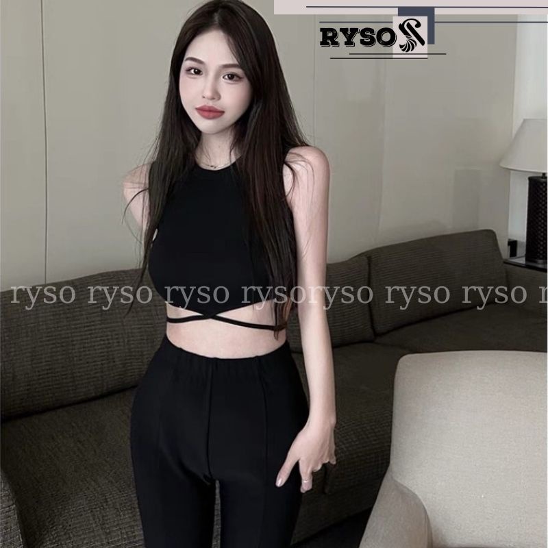 Áo Croptop Đan Dây Áo Ba Lỗ Ngược Thun Gân dày Dặn Năng Động