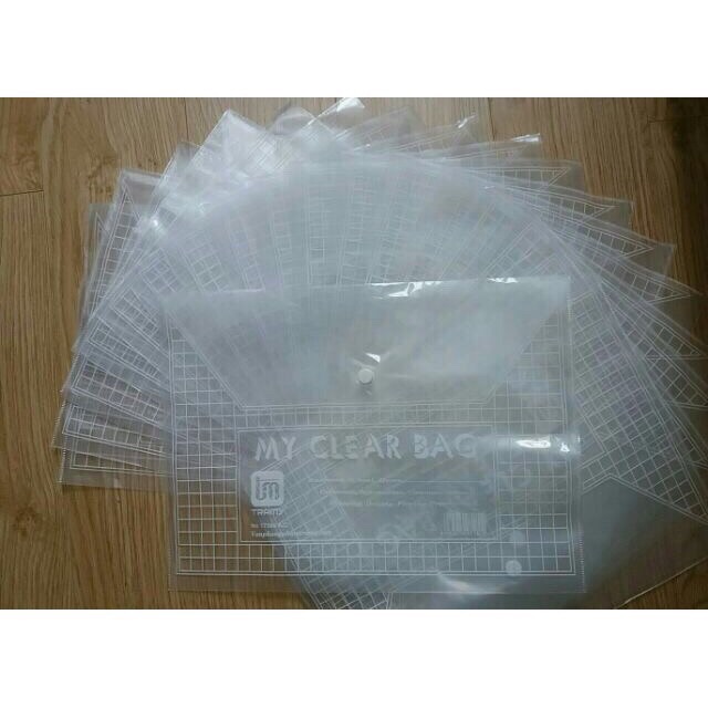 Túi clear bag, bìa nút khổ A4, F4 (Tập 20 túi)