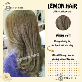 Thuốc nhuộm tóc Vàng rêu, rêu khói, rêu đá lạnh màu không cần tẩy tóc kèm oxy trợ nhuộm dưỡng Lemon.hair