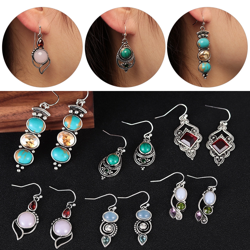 Đôi khuyên tai dạng móc hình bông sen thời trang Vintage cho nữ