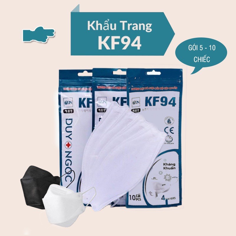 Sét 10 khẩu trang trẻ em KF94 kháng khuẩn 4 lớp chống bụi mịn công nghệ Hàn Quốc