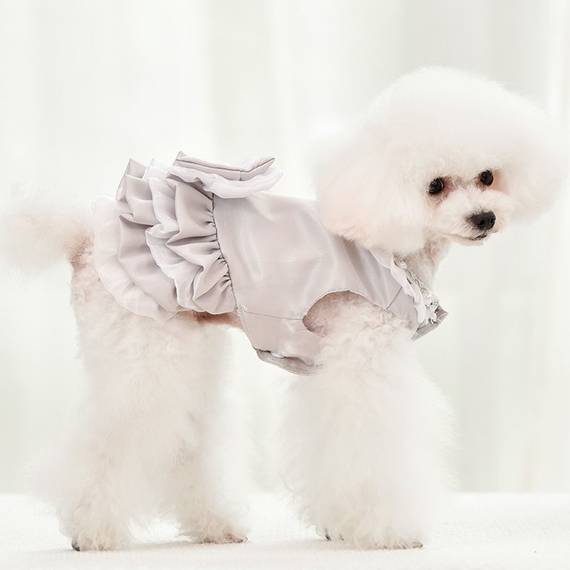 Váy công chúa cho chó có dây buộc quần áo mùa hè bông nhỏ thú cưng tốt hơn gấu trúc schnauzer