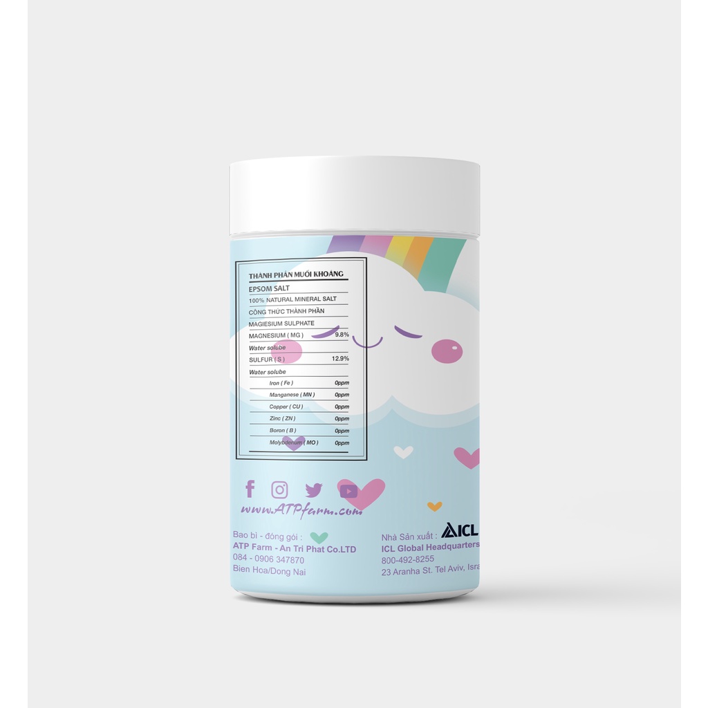 ATP Farm - CHÍNH HÃNG : 1KG Muối tắm EPSOM KID - Organic 100% Cao cấp Nhập khẩu Châu Âu