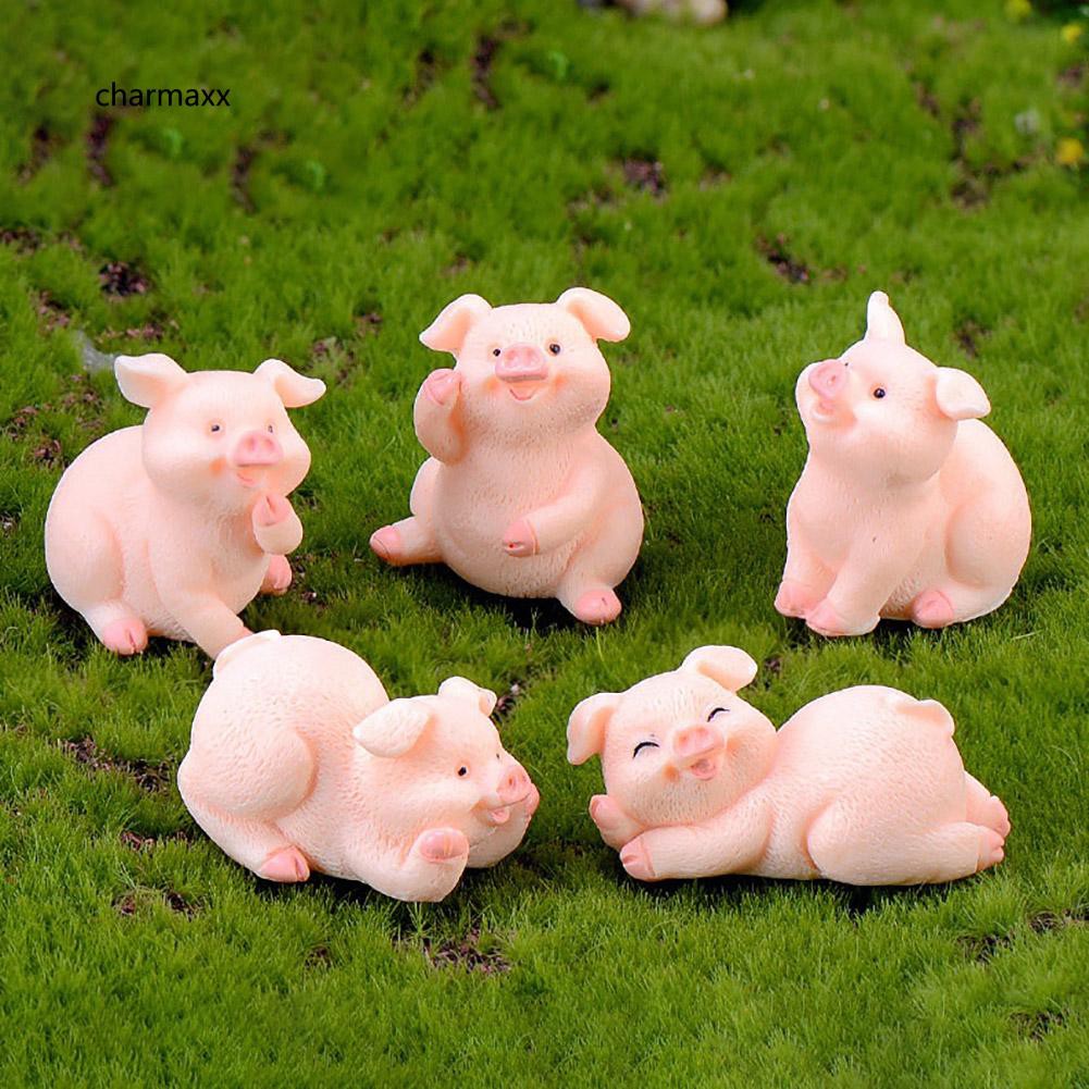 Mô hình heo mini dễ thương bằng resin dùng trang trí tiểu cảnh/nội thất