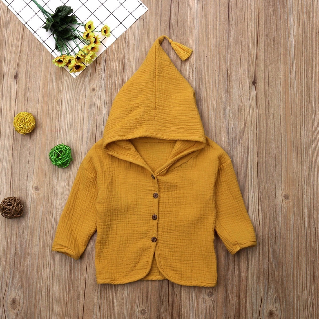 Áo khoác cardigan có mũ màu trơn thời trang cho bé